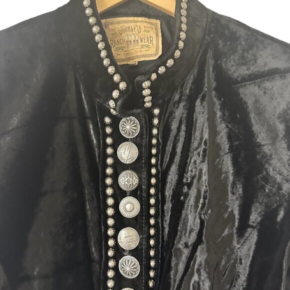 Rare Double D Ranch Silver Studded Black Velvet Jacket M Vintage Western Boho - Picture 5 of 15